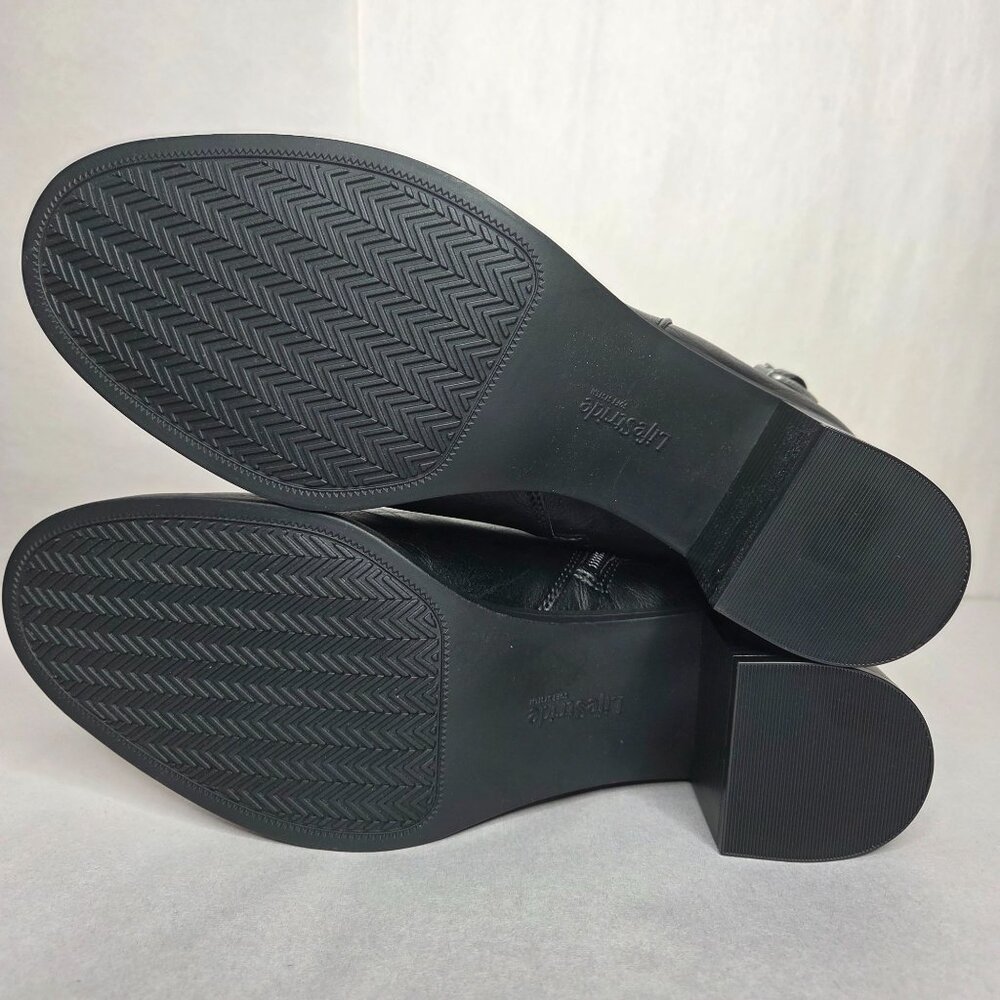 NWT Life Stride Women's Lorelai Block-Heel Black Faux Leather Booties - Picture 6 of 7